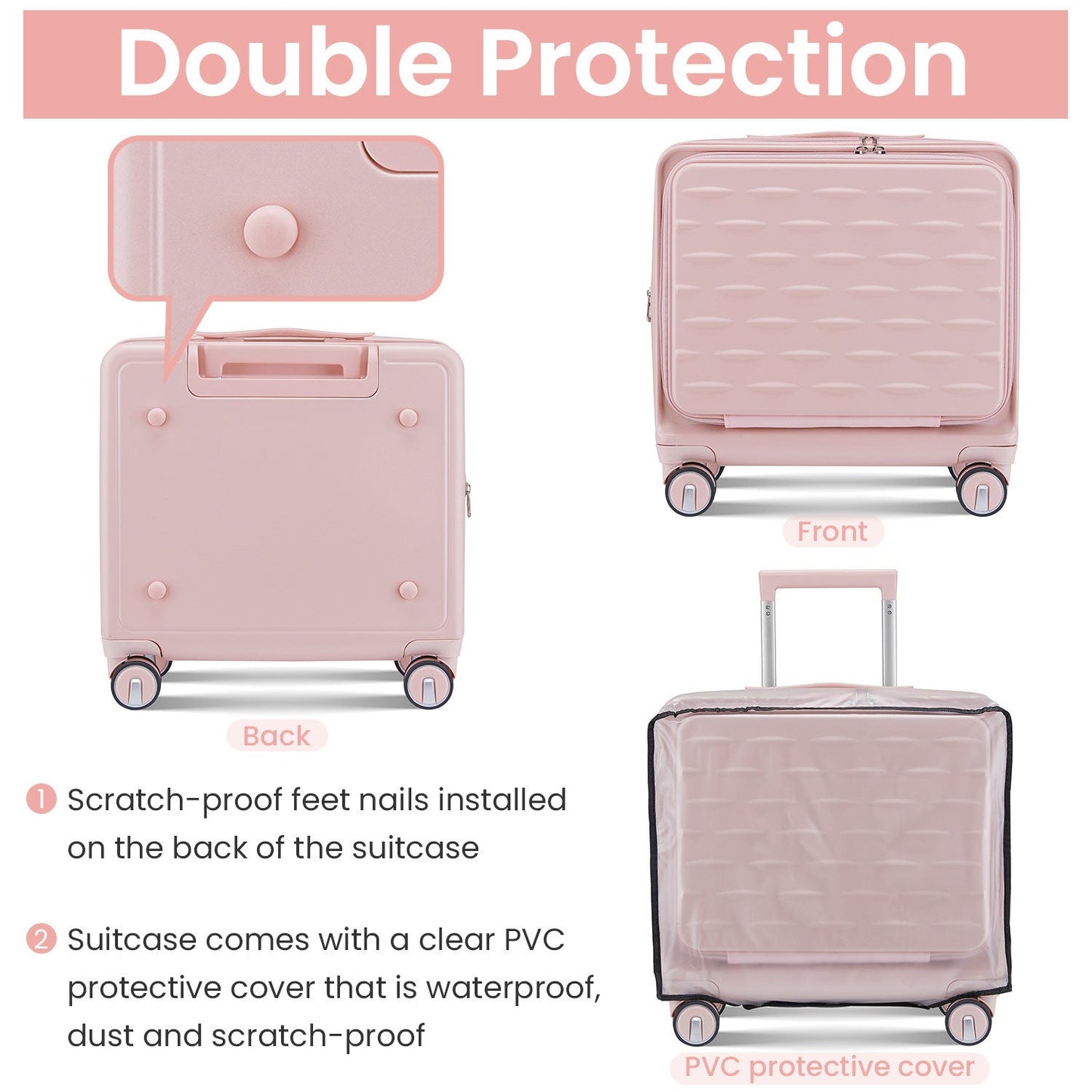 18" Carry on Luggage With Front Open Door & Laptop Interlayer