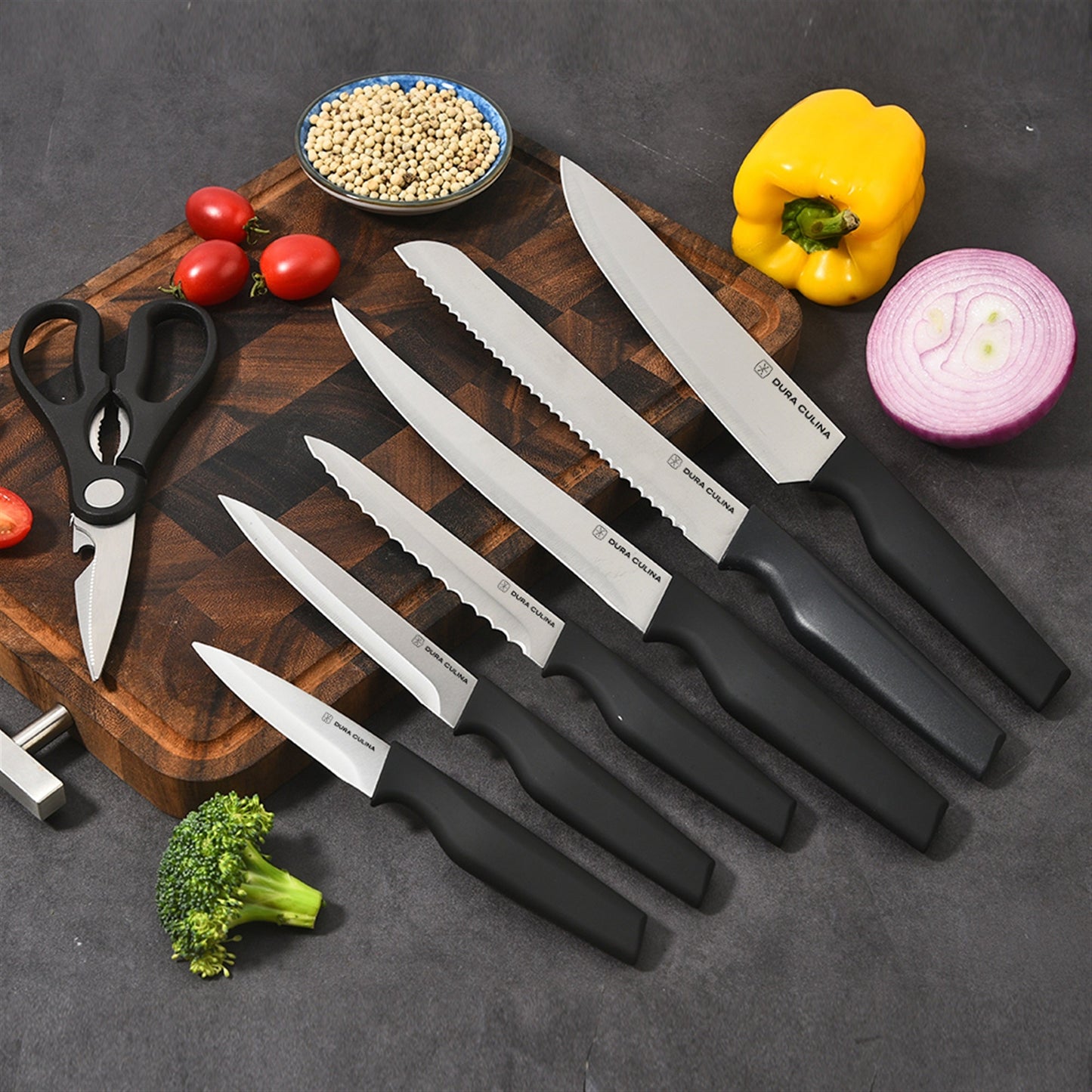 14-Piece Knife Block Set - High Carbon Stainless Steel With Ergonomic Handles