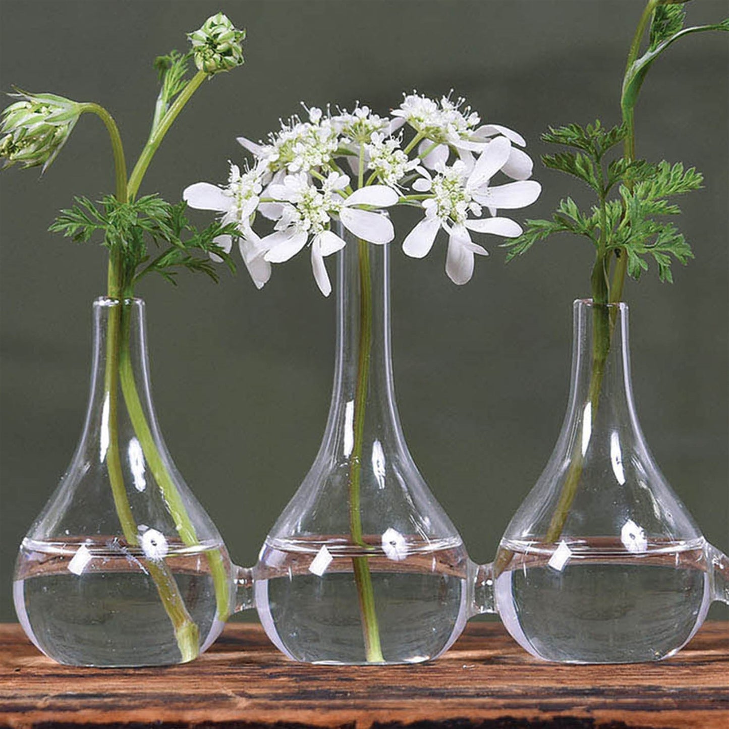 Set of Five Clear Bud Crystal Glass Table Vase