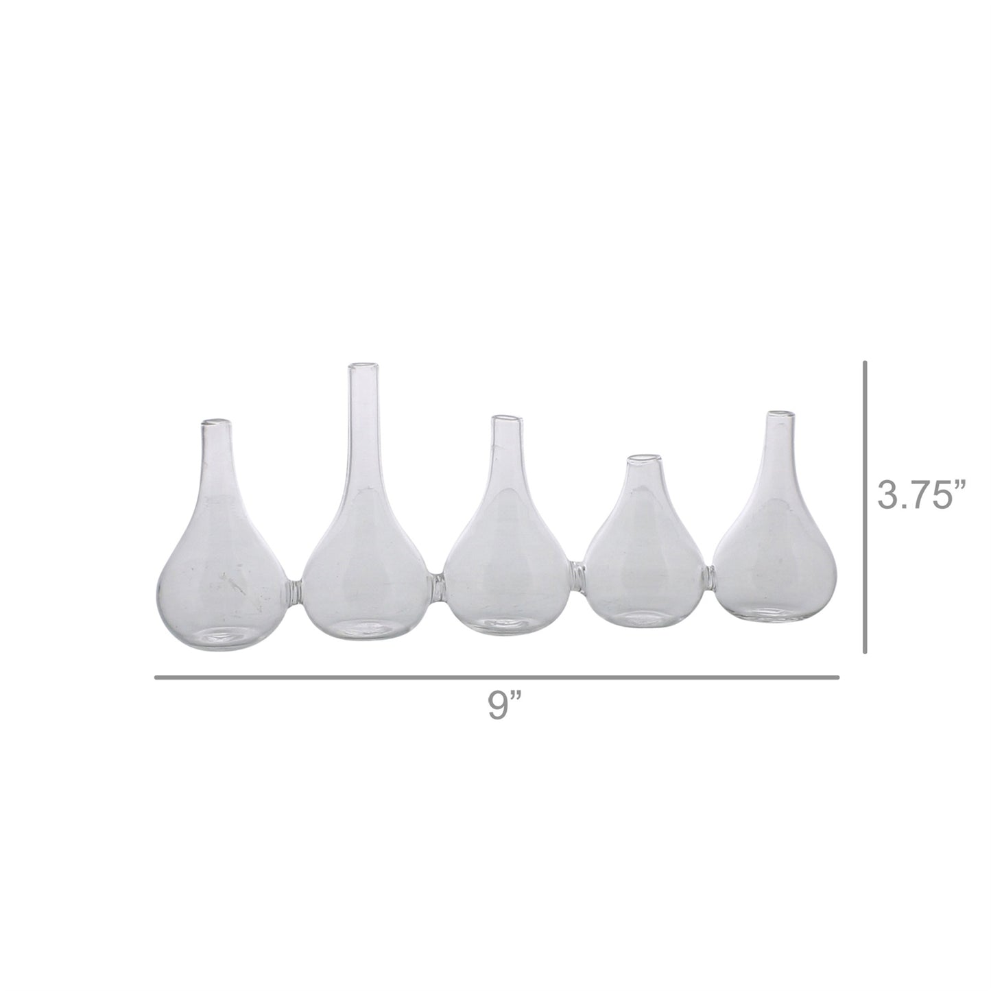 Set of Five Clear Bud Crystal Glass Table Vase