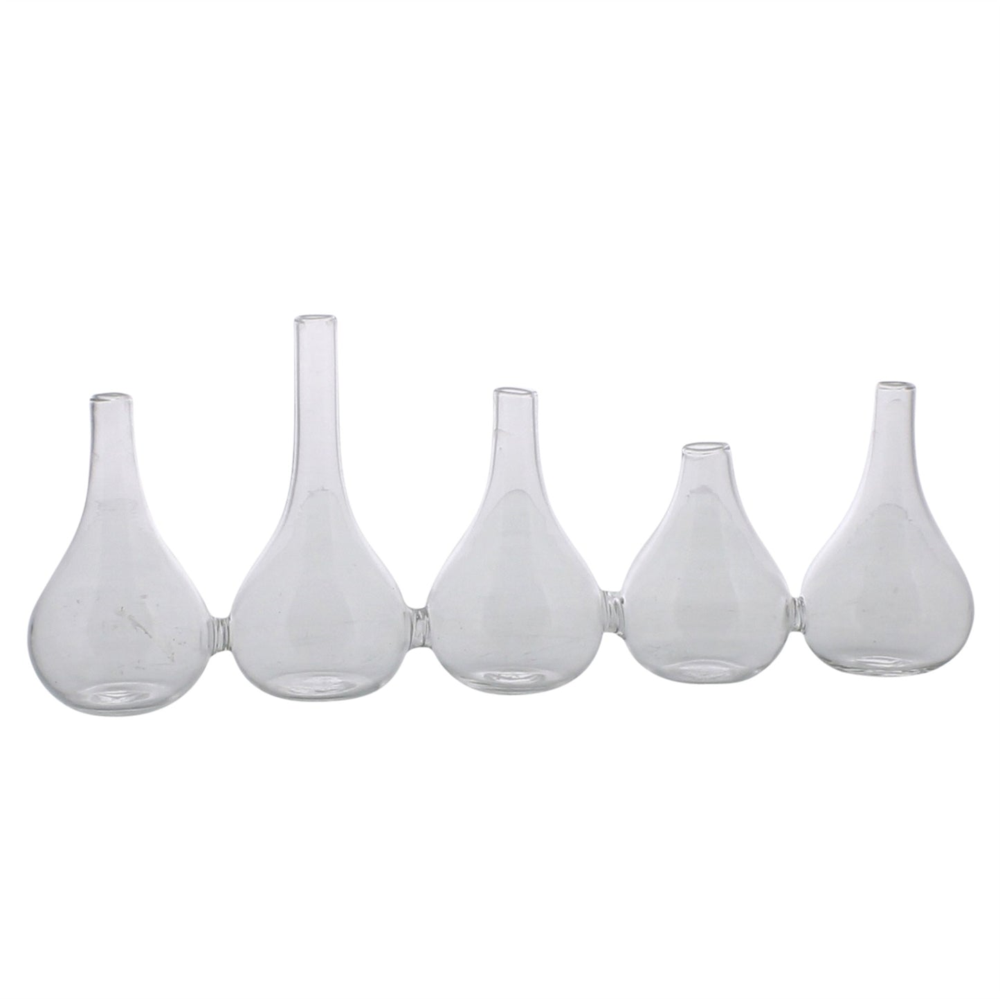 Set of Five Clear Bud Crystal Glass Table Vase