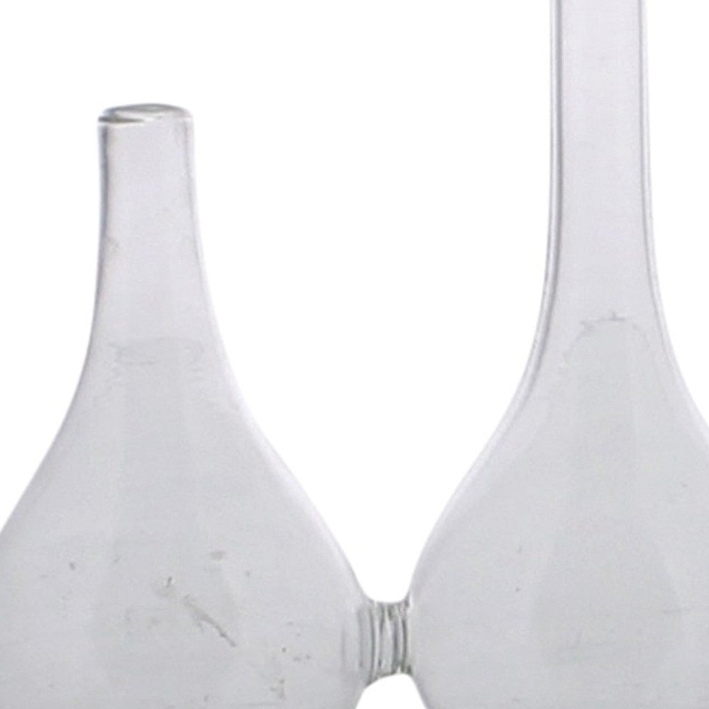 Set of Five Clear Bud Crystal Glass Table Vase