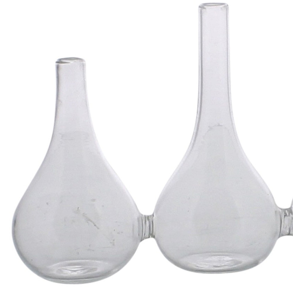 Set of Five Clear Bud Crystal Glass Table Vase