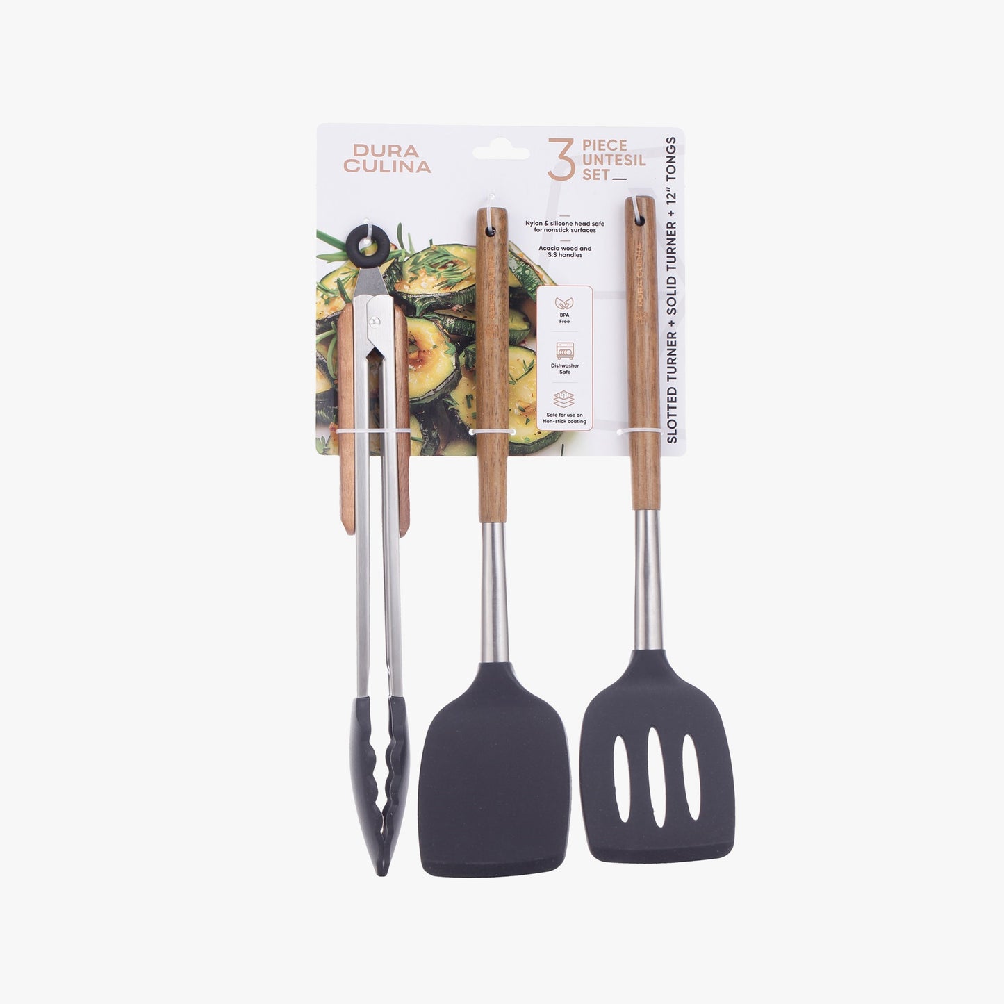 3-Piece Kitchen Tool Set - Acacia Wood & Stainless Steel Handles