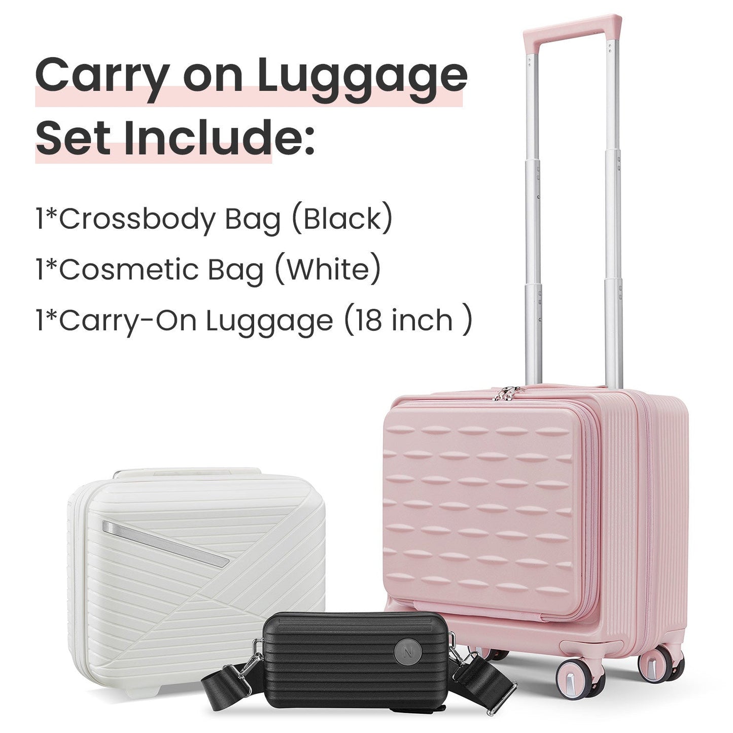 18" Carry on Luggage With Front Open Door & Laptop Interlayer