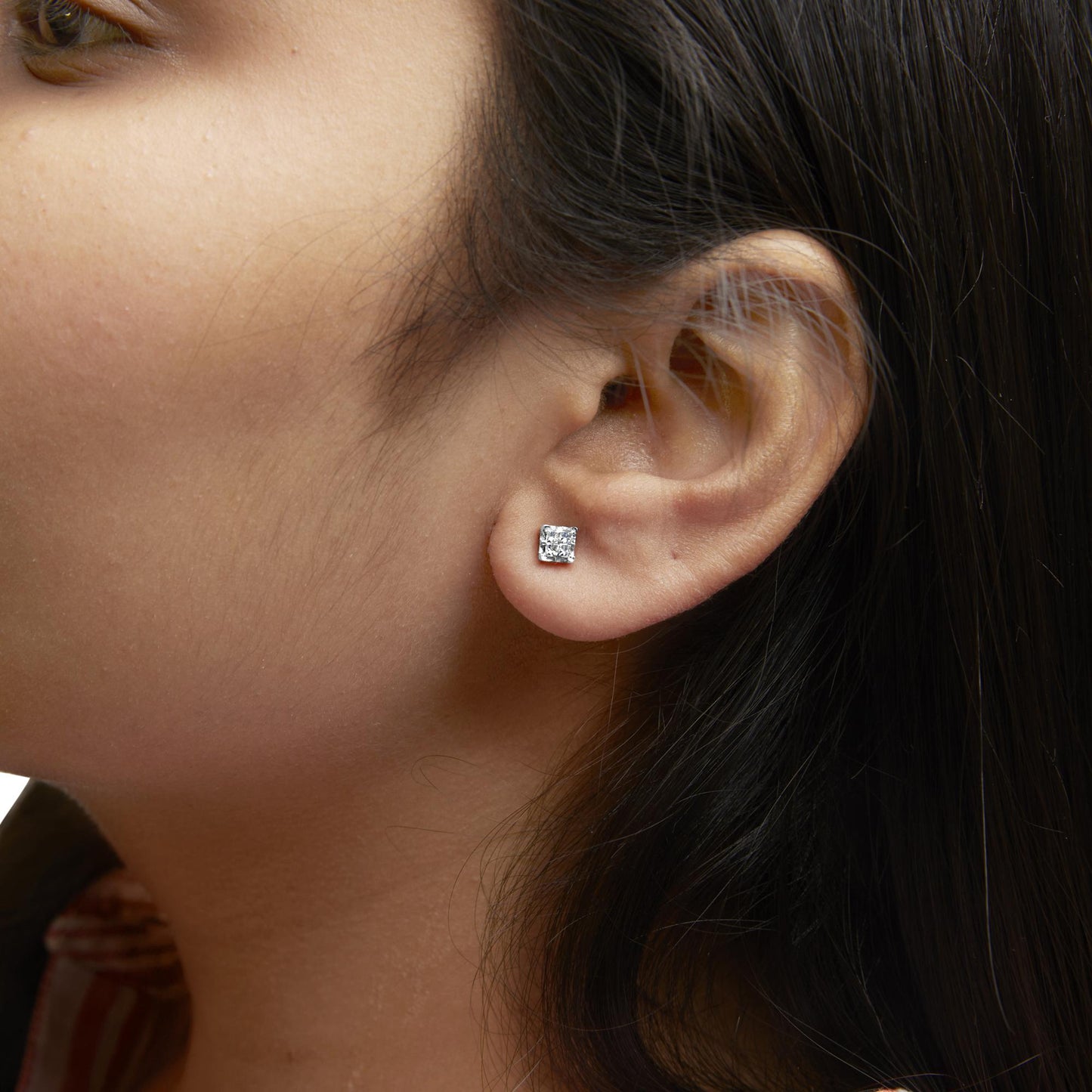 10k Yellow Gold Princess Diamond Quad Stud Earrings