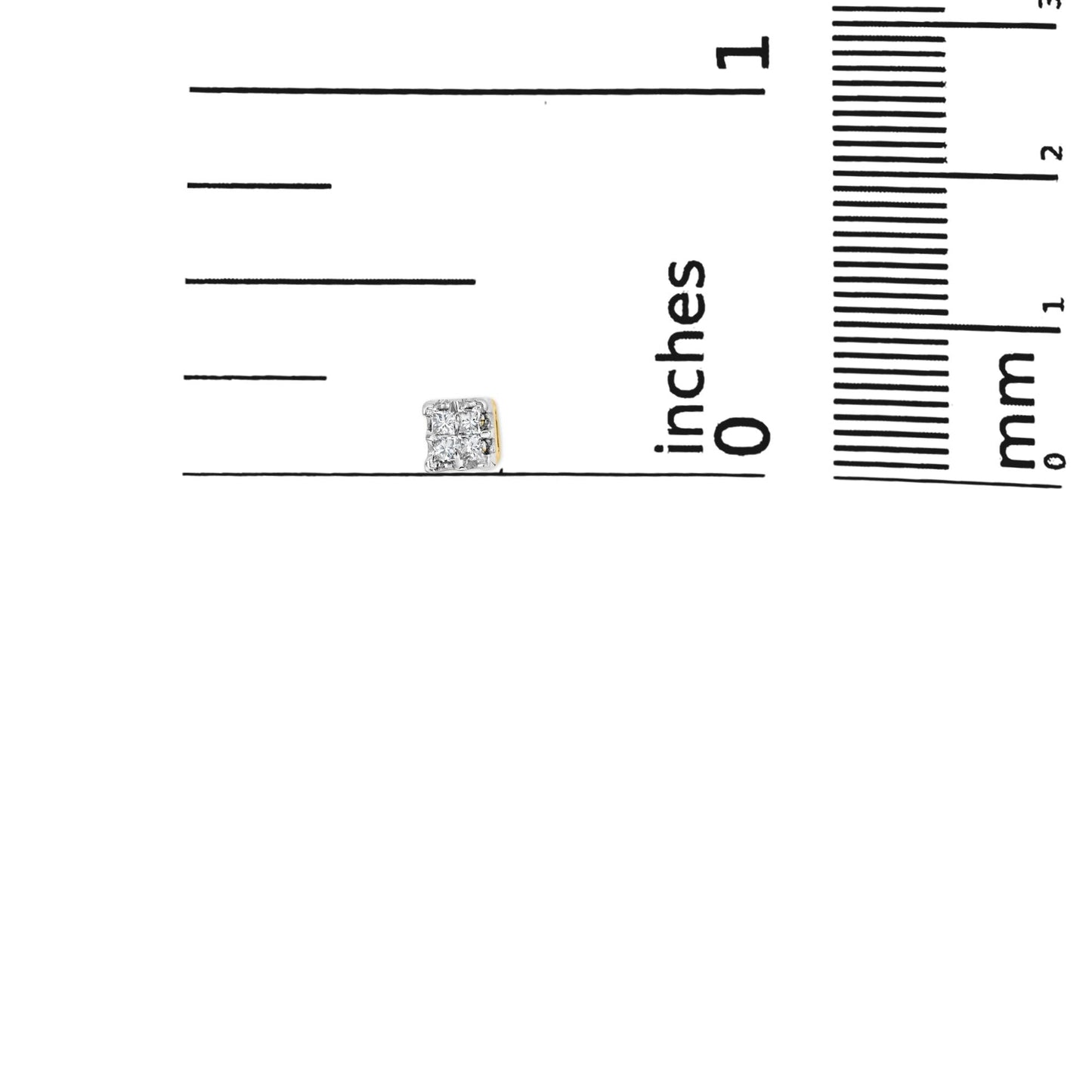 10k Yellow Gold Princess Diamond Quad Stud Earrings